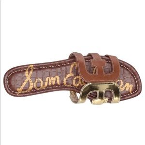 Sam Edelman Logo Gold and Brown Slide